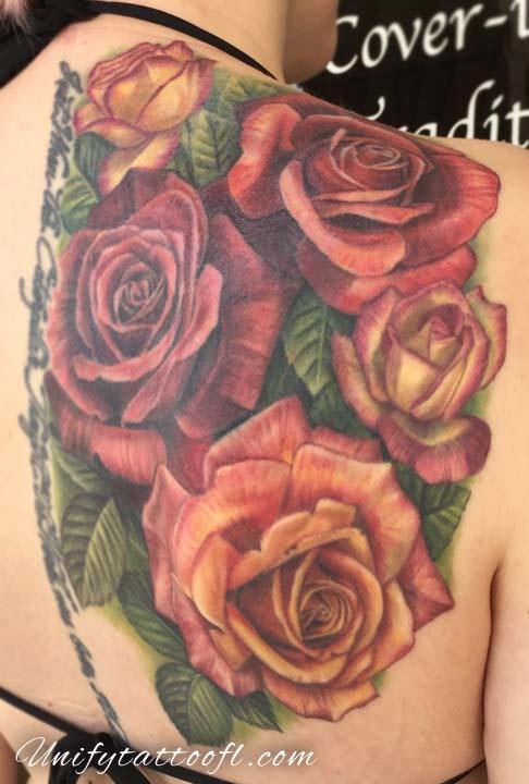 Rose Tattoos On Shoulder Blade